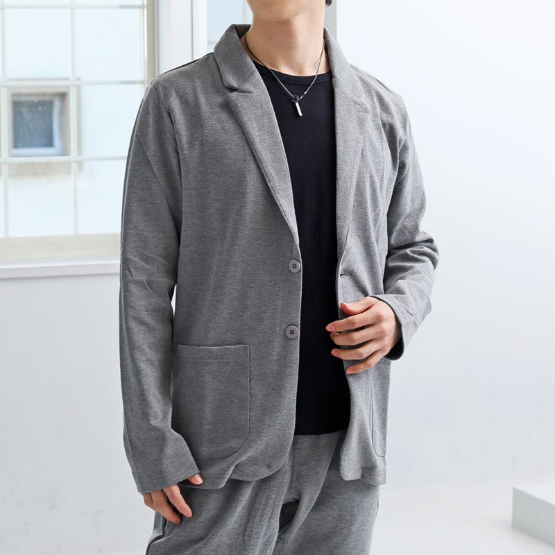 テーラードジャケット メンズ 長袖 7分袖 TCポンチ スウェット素材