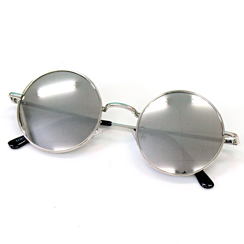 カラーレンズ ラウンドフレームサングラス UVカット 伊達メガネ 丸