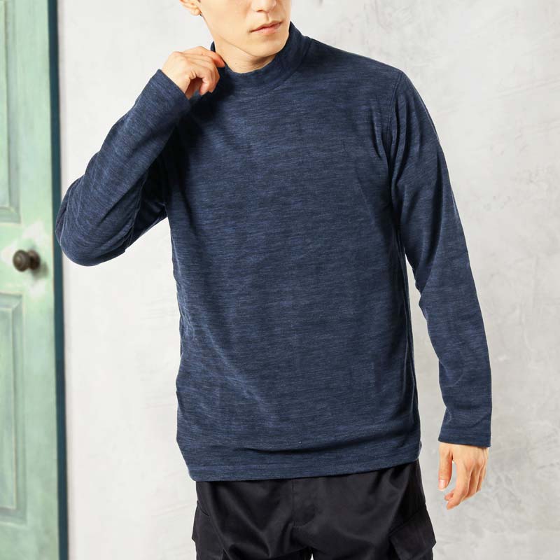 フリース メンズ モックネック ハイネック タートルネック 暖あったか