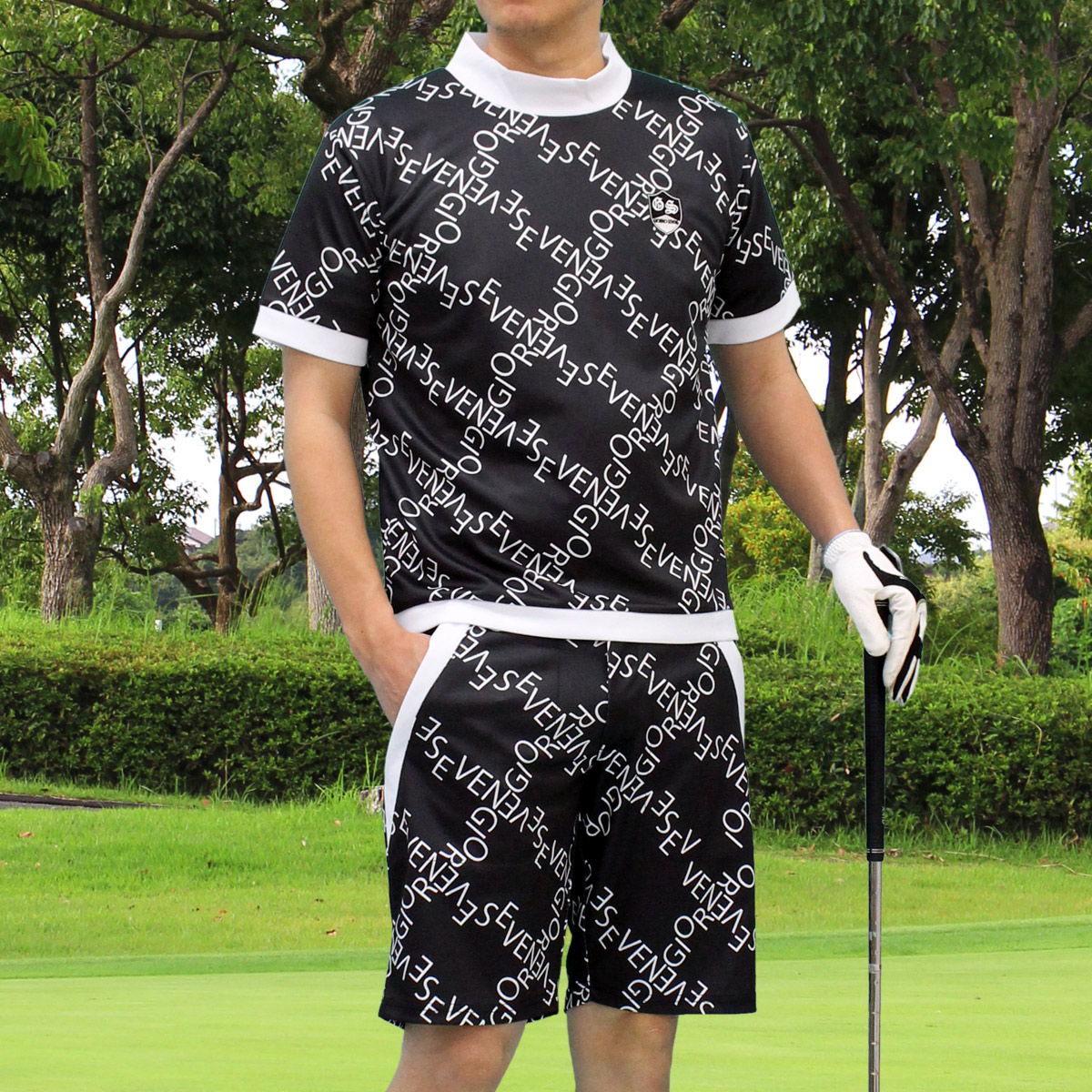 ゴルフウェア セットアップ 上下 メンズ モックネックシャツ GIORNO SEVEN ジョルノセブン 吸汗速乾ドライメッシュ ハーフパンツ総柄 春夏 | ブランド登録なし | 06