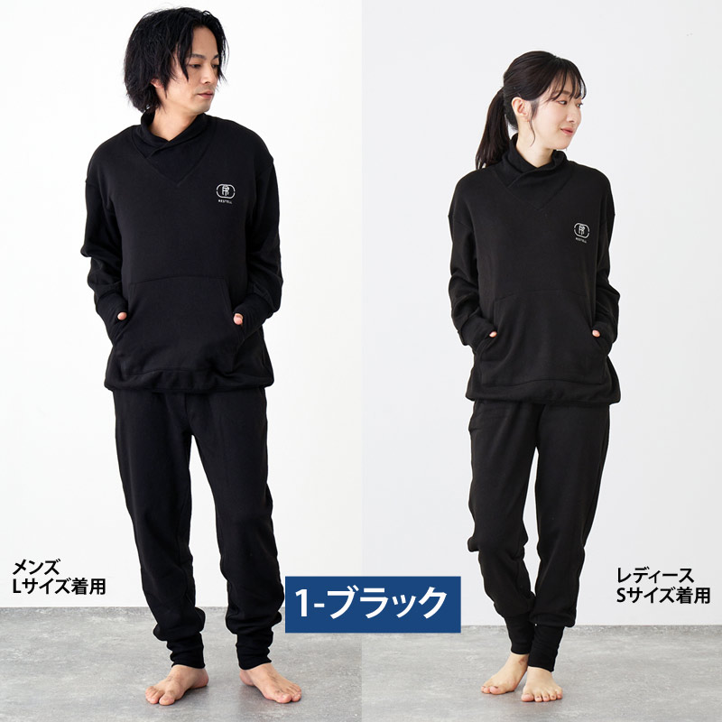 ルームウェア メンズ レディース 部屋着 パジャマ 上下セット RESTELL スウェット 遠赤外線プリント 裏起毛 暖かい 寝巻き ナイトウェア 睡眠疲労 おしゃれ 秋冬 | ブランド登録なし | 01