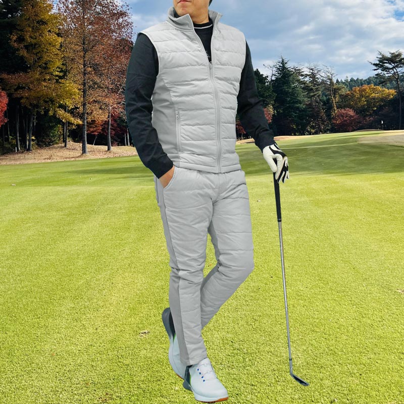 ゴルフウェア セットアップ メンズ 上下セット ダウンベスト ゴルフパンツ 暖か裏起毛ボア ストレッチジャージ アウター ジップアップ スポーツ 秋冬 | ブランド登録なし | 04