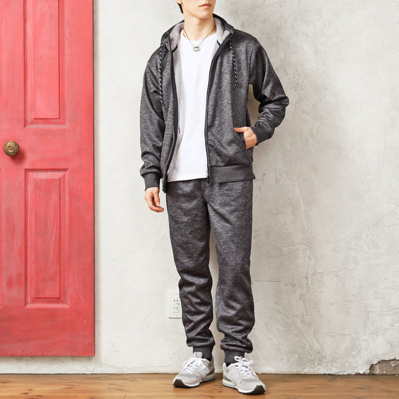 スウェット メンズ ジップアップパーカー ジョガーパンツ セットアップ 男女兼用 ユニセックス シャギーフリース ボンディング あったか素材 無地 ルームウェア | ブランド登録なし | 02
