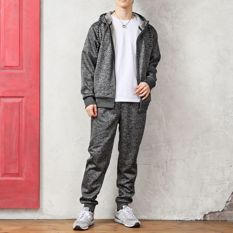 スウェット メンズ ジップアップパーカー ジョガーパンツ セットアップ 男女兼用 ユニセックス シャギーフリース ボンディング あったか素材 無地 ルームウェア | ブランド登録なし | 03