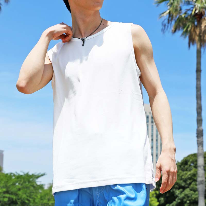 ノースリーブ メンズ タンクトップ USAコットン 吸水速乾 Tシャツ 袖