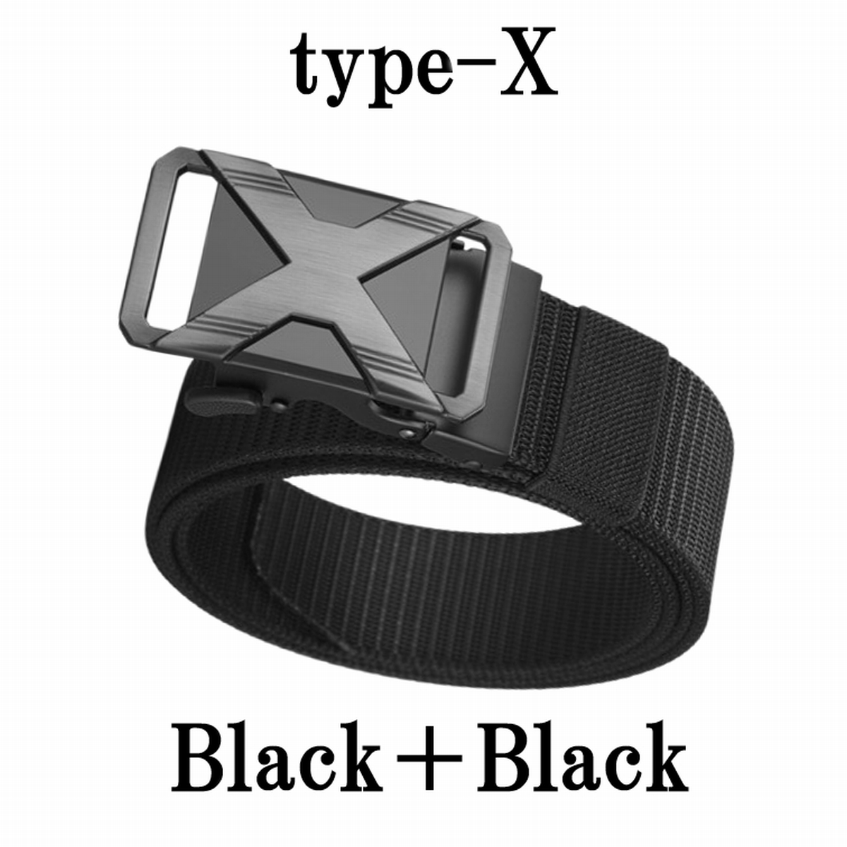 ベルト ゴルフ オートロック メンズ 穴なし 無段階 ナイロン リバーシブル 大きい 両面 裏表 ブラック スポーツ おしゃれ バックル 人気 黒 爆買 | ブランド登録なし | 01