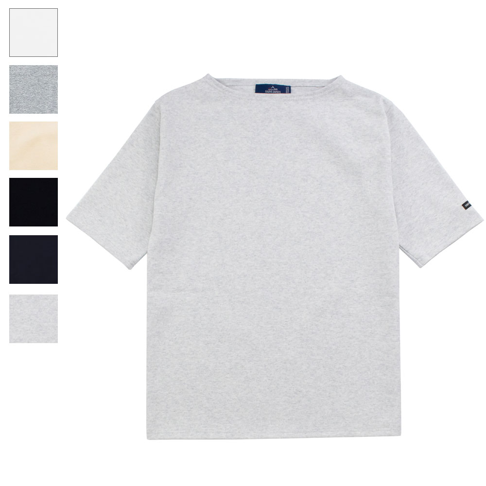 SAINT JAMES OUESSANT ウエッソン 厚手コットン 無地 半袖 ボートネック カットソー
