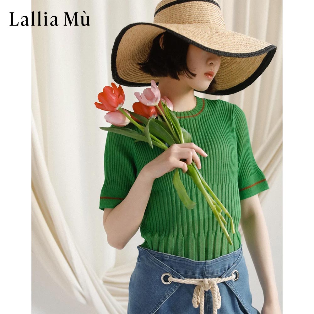 SALE 30%OFF )Lallia Mu ラリアムー リブ ニット カットソー