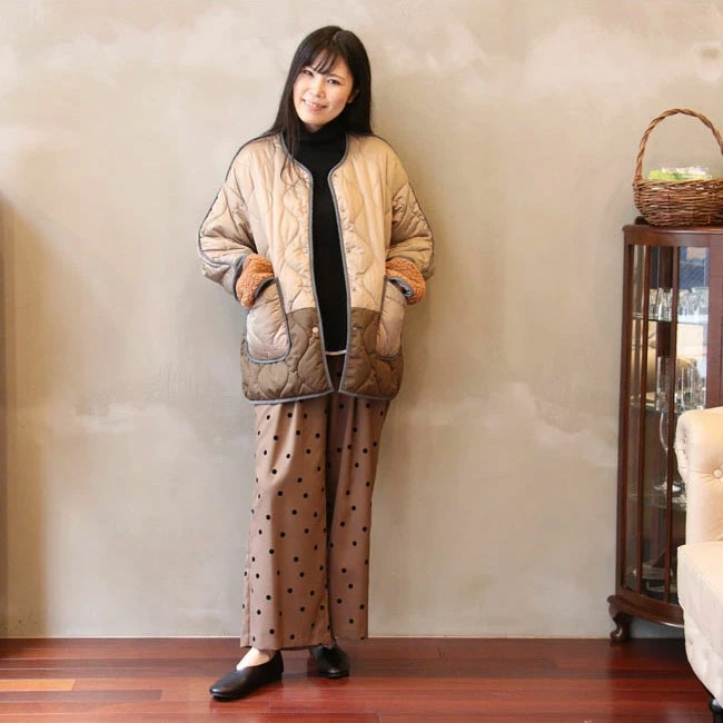Lallia Mu リバーシブル キルト ボア コート