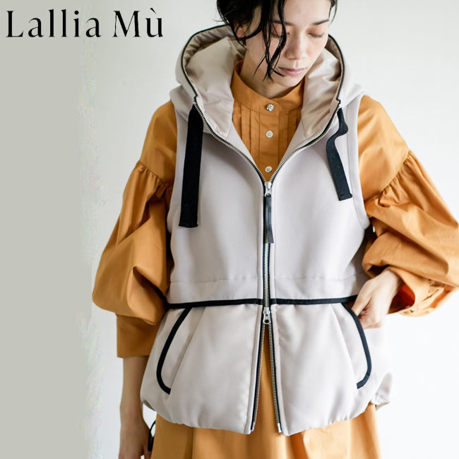 新品 Lallia Mu ラリアムー メリノウール フード チェック コート Lallia Mù ラリア・ムー 22秋冬ご予約】 テントフードコート