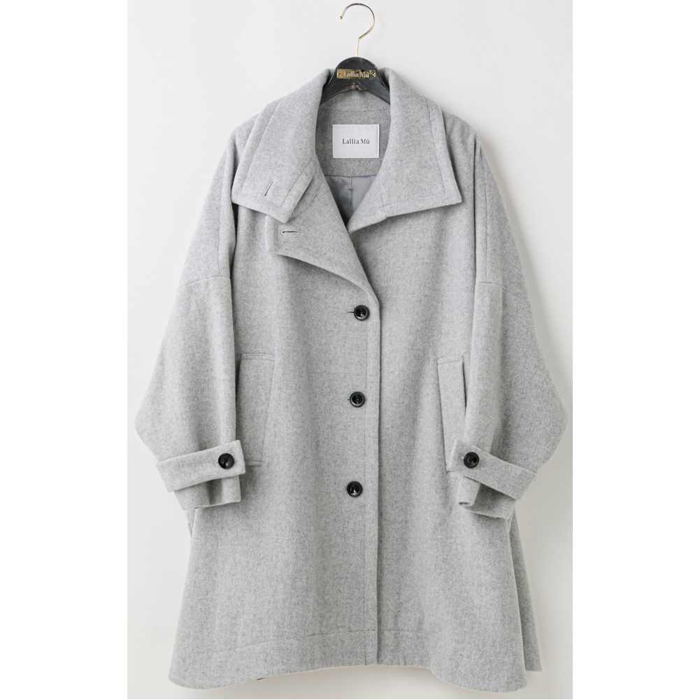 Lallia Mu ラリアムー スタンドカラー フレアコート レディース