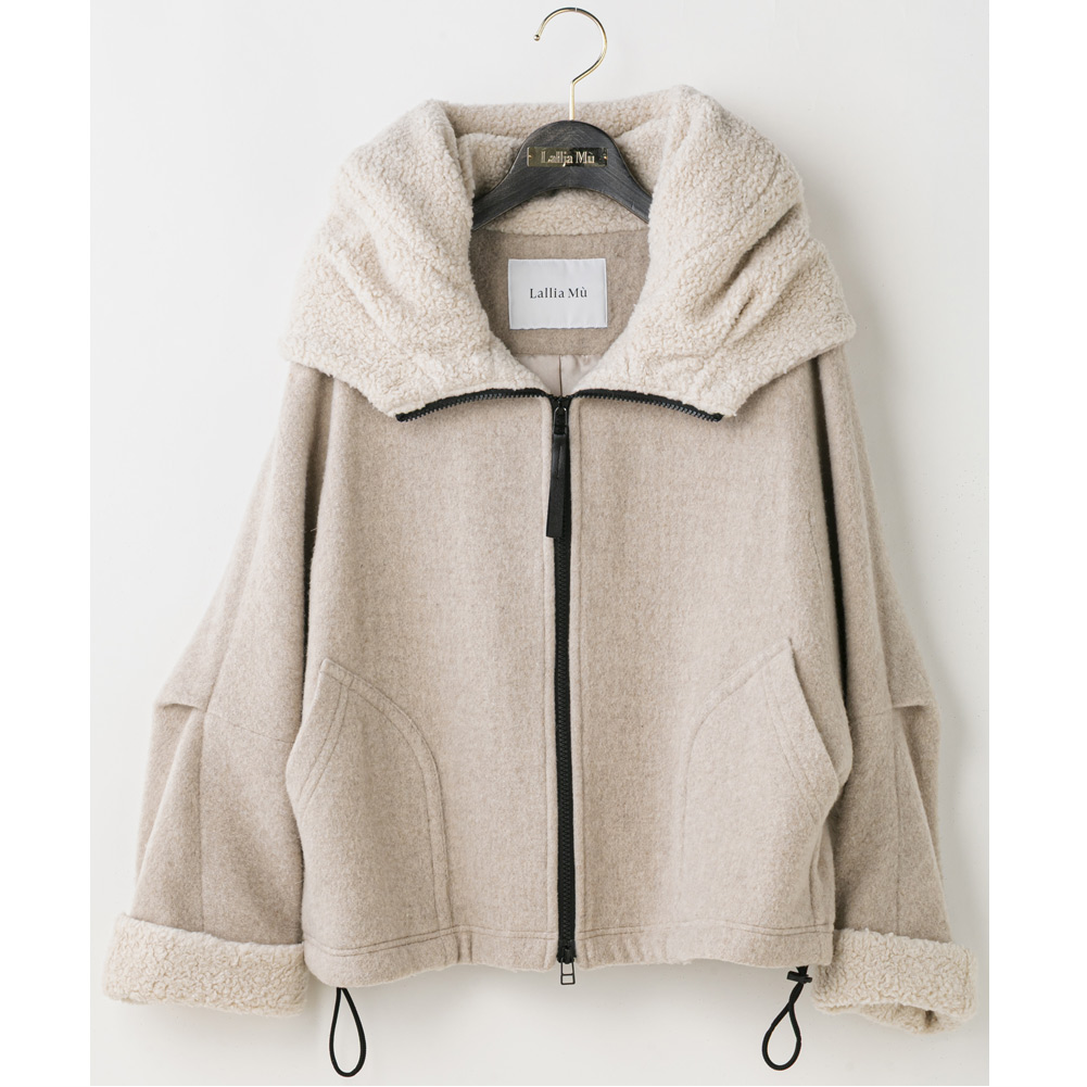 Lallia Mu ラリアムー ボア フード ショートコート レディース