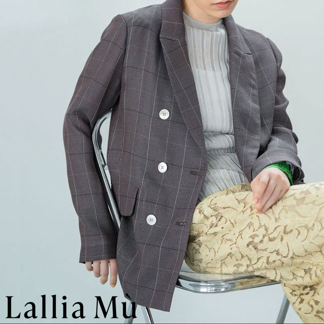 Lallia Mu ラリアムー チェック メッシュ ダブルジャケット レディース