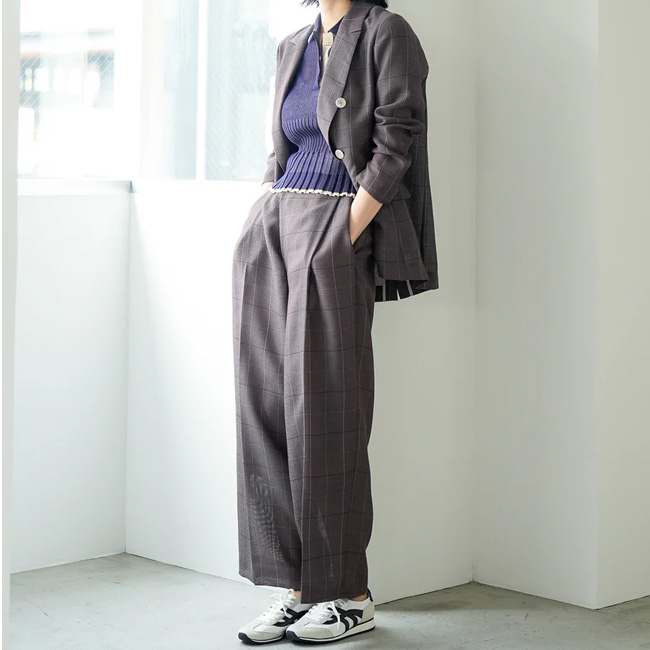 Lallia Mu ラリアムー チェック メッシュ ダブルジャケット レディース