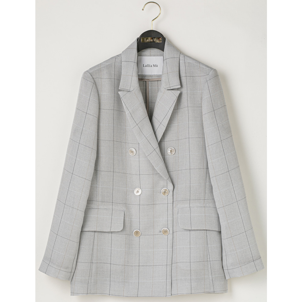 Lallia Mu ラリアムー チェック メッシュ ダブルジャケット レディース