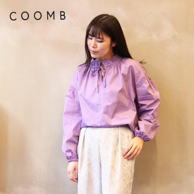 クーム Coomb ブラウス サテン ギャザーネック トップス 服 レディース