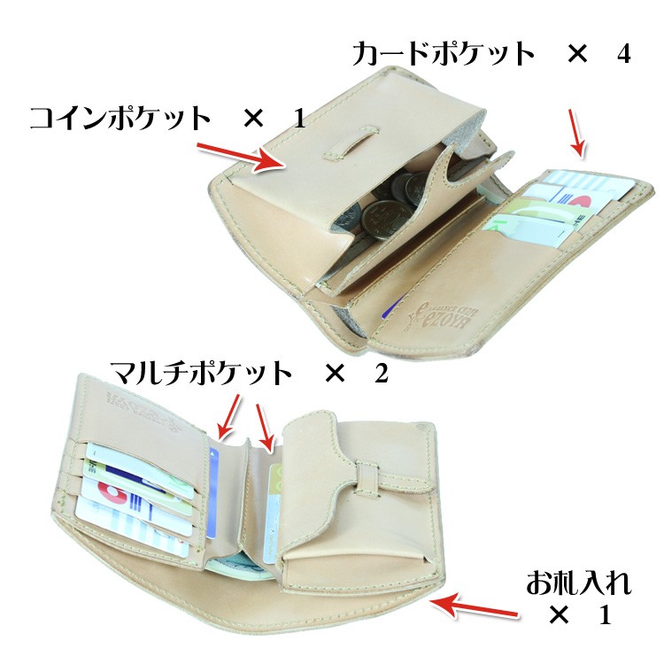 【手縫い／栃木レザー】ミドルウォレット　ショートウォレット　二つ折り　財布 二つ折り財布 ショートウォレット ハンドメイド 完全一点もの 総