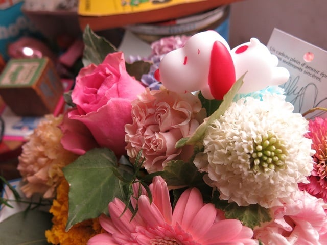 スヌーピー入り 花 花束