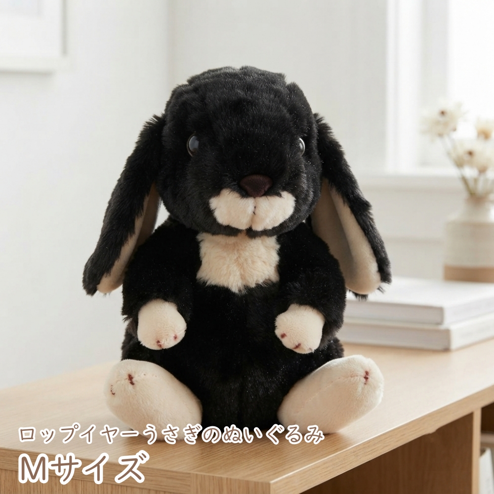 ぬいぐるみ うさぎ ロップイヤー Mサイズ アイボリー ベージュ ピンク