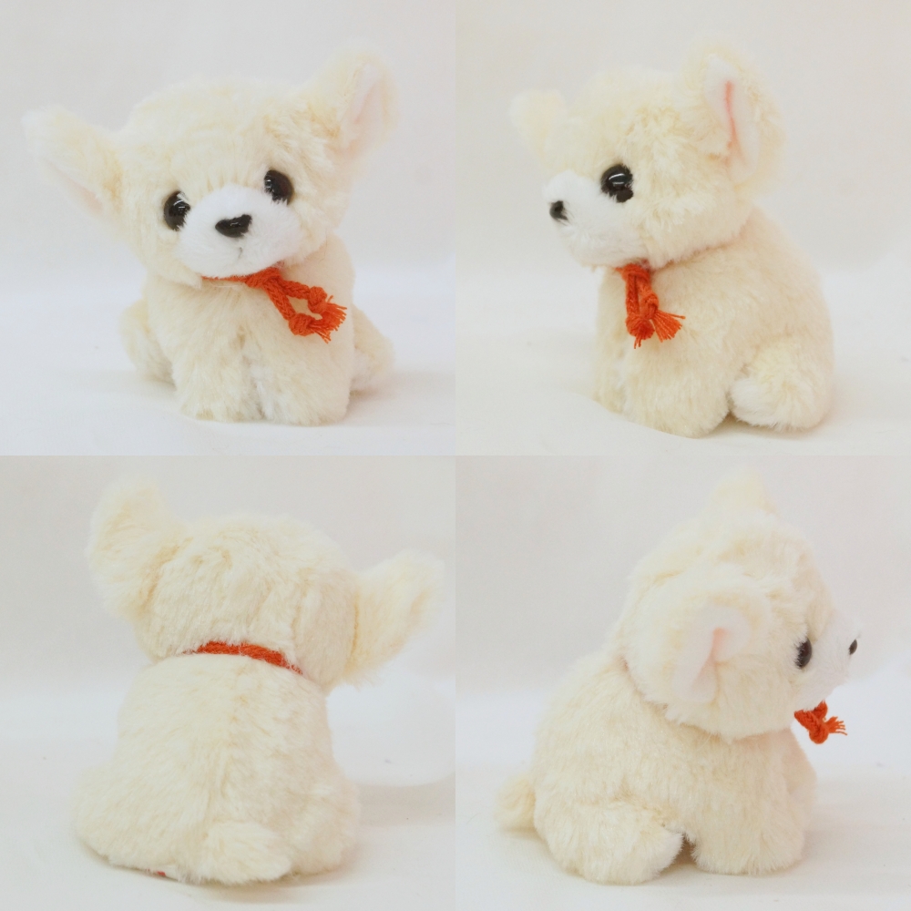 犬 雑貨 ぬいぐるみ 白 チワワ クリーム アイボリー プチお座りドッグ