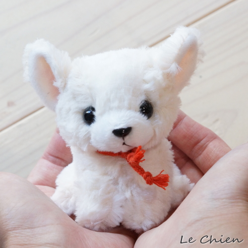 犬 雑貨 ぬいぐるみ 白 チワワ クリーム アイボリー プチお座りドッグ