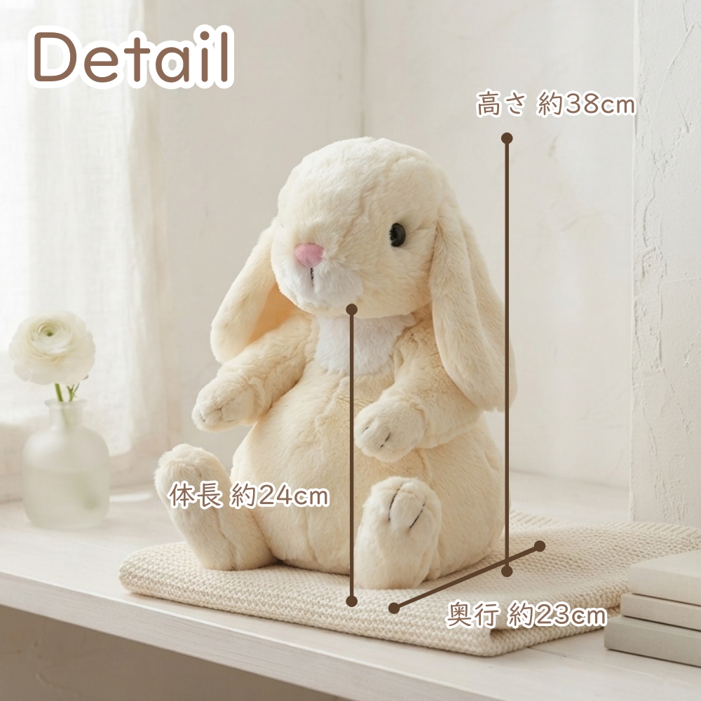 うさぎ ぬいぐるみ 大きい ロップイヤー LLサイズ 38cm 日本製 垂れ耳