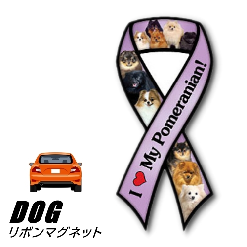 メール便)リボンマグネット From USA ポメラニアン 4 (犬のカー