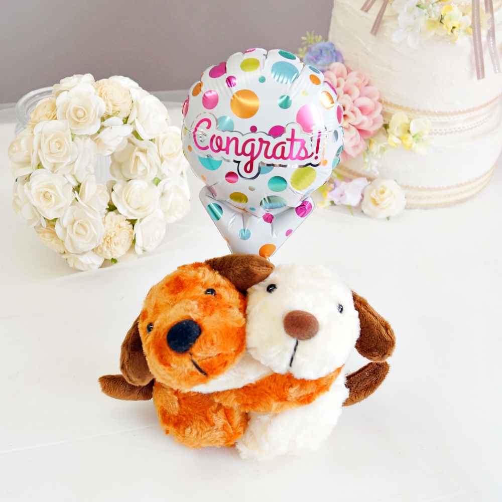 祝電 電報 結婚式 ぬいぐるみ電報 めちゃラブわんこ＋バルーン 犬 誕生日 発表会 プレゼント 入籍祝い 退職祝い 周年 祝い 入学式 卒業式 合格祝い 出産祝い | ブランド登録なし | 03