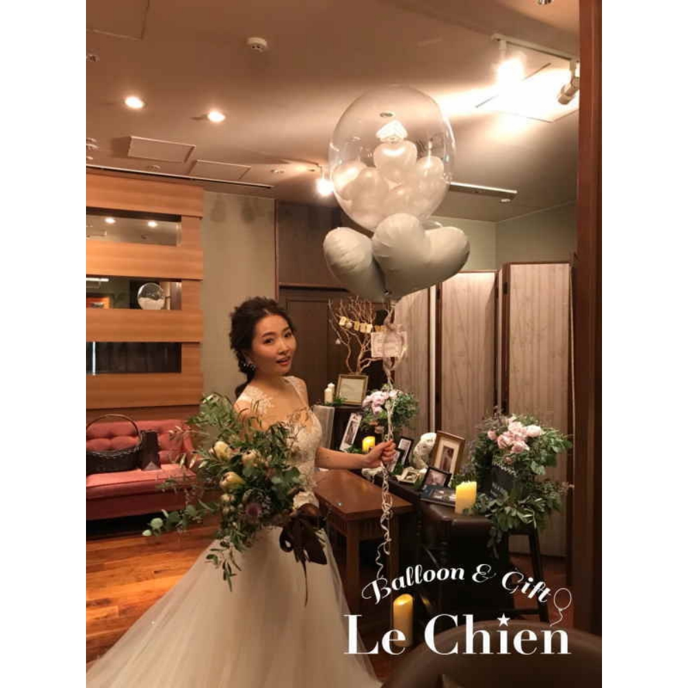 結婚式 爆買 受付 バルーン 電報 バブルバルーン 色が選べる XLサイズ ヘリウムガス入り 浮かせてお届け 爆買 大人 豪華 名入れ ウェディング シンプルの画像
