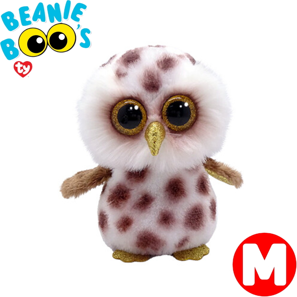 【希少•入手困難】tyビーニーベイビーズ 白フクロウぬいぐるみ　※限定品 TY ぬいぐるみ ビーニーブーズ フクロウのウーリー Mサイズ Beanie