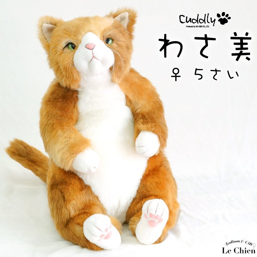 ぬいぐるみ 猫 《わさ美Wasabi》Cuddly(カドリー）こだわりの日本製ぬいぐるみ(猫のぬいぐるみ 猫グッズ 子猫 猫雑貨 動物 アニマル  猫グッズ
