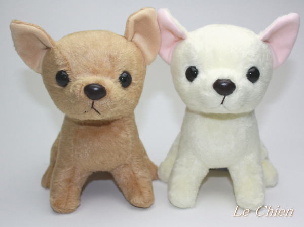 犬のぬいぐるみチワワ 2体セットアイボリー＆ベージュ 犬グッズ 爆買