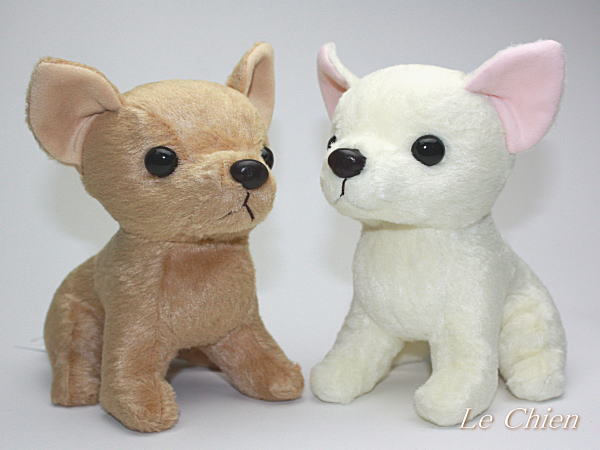 犬のぬいぐるみチワワ 2体セットアイボリー＆ベージュ 犬グッズ 爆買