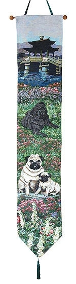 パグ 犬 掛け軸 絵 ベルプル ゴブラン織り 壁掛け 壁飾り インテリア パググッズ 犬雑貨 ギフト プレゼント 誕生日 新築祝い お悔み