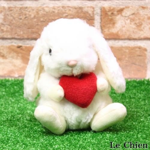うさぎ ぬいぐるみ ロップイヤー ハート Sサイズ ホワイト ピンク