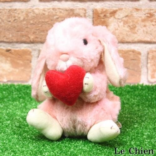 うさぎ ぬいぐるみ ロップイヤー ハート Sサイズ ホワイト ピンク