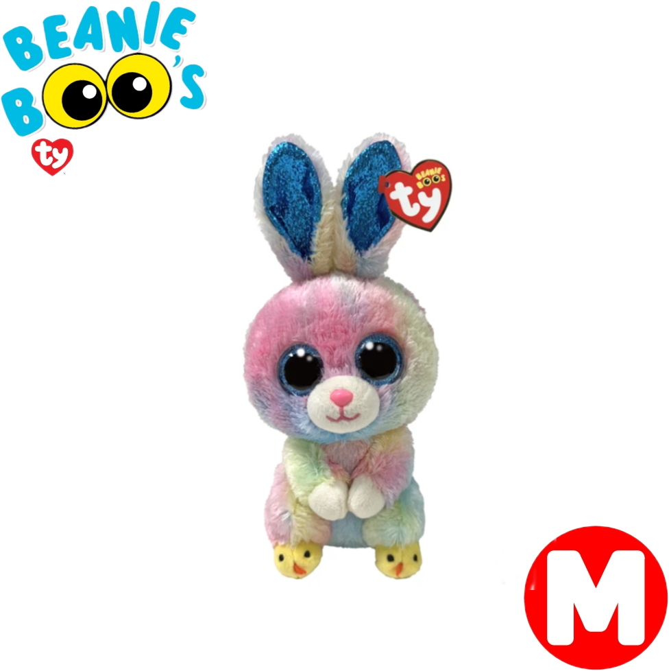 Beanie Boo's トゥイッチ (M) レインボーうさぎのぬいぐるみ TY