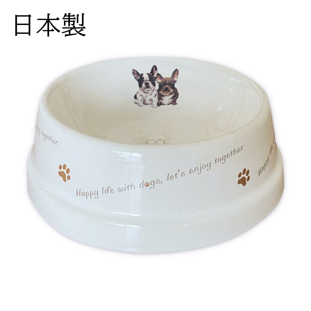 フードボウル 犬 フレンチブルドッグ 日本製 陶器 食べやすい 餌入れ エサ入れ エサいれ 水飲み わんコレ ペットグッズ ペット用品 食器洗浄機対応 爆買