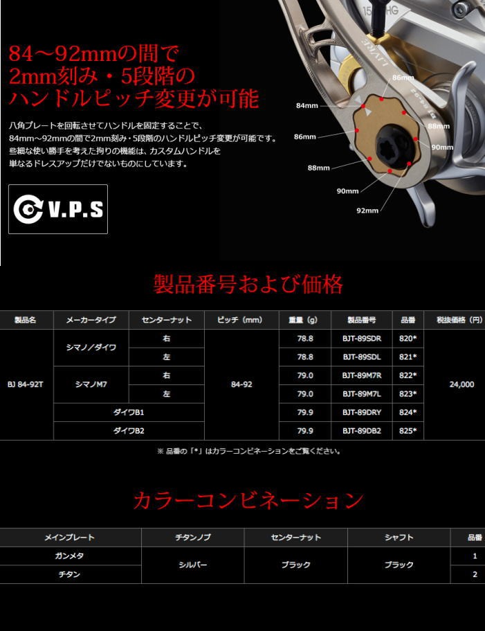 BJ84-92T TB-1搭載 ジギングハンドル LIVRE リブレハンドル 送料無料