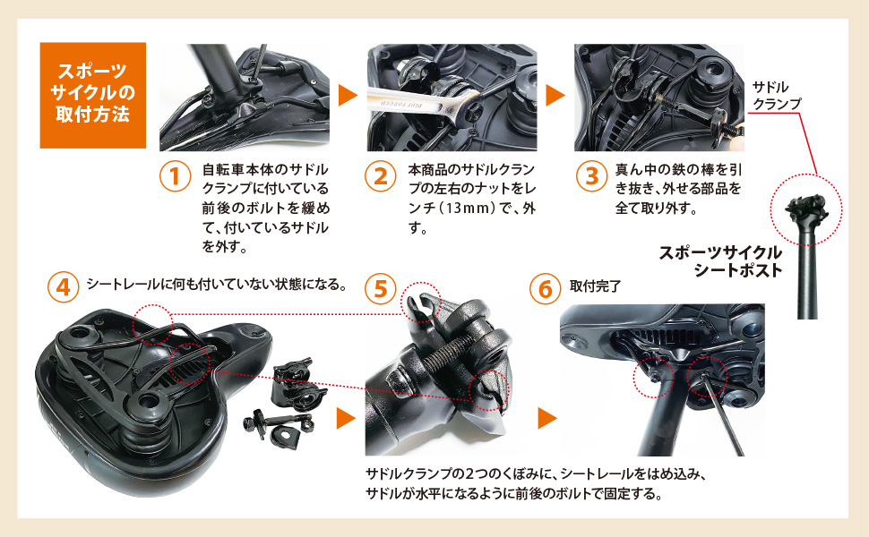 スポーツサイクルの場合のサドルの角度調整方法