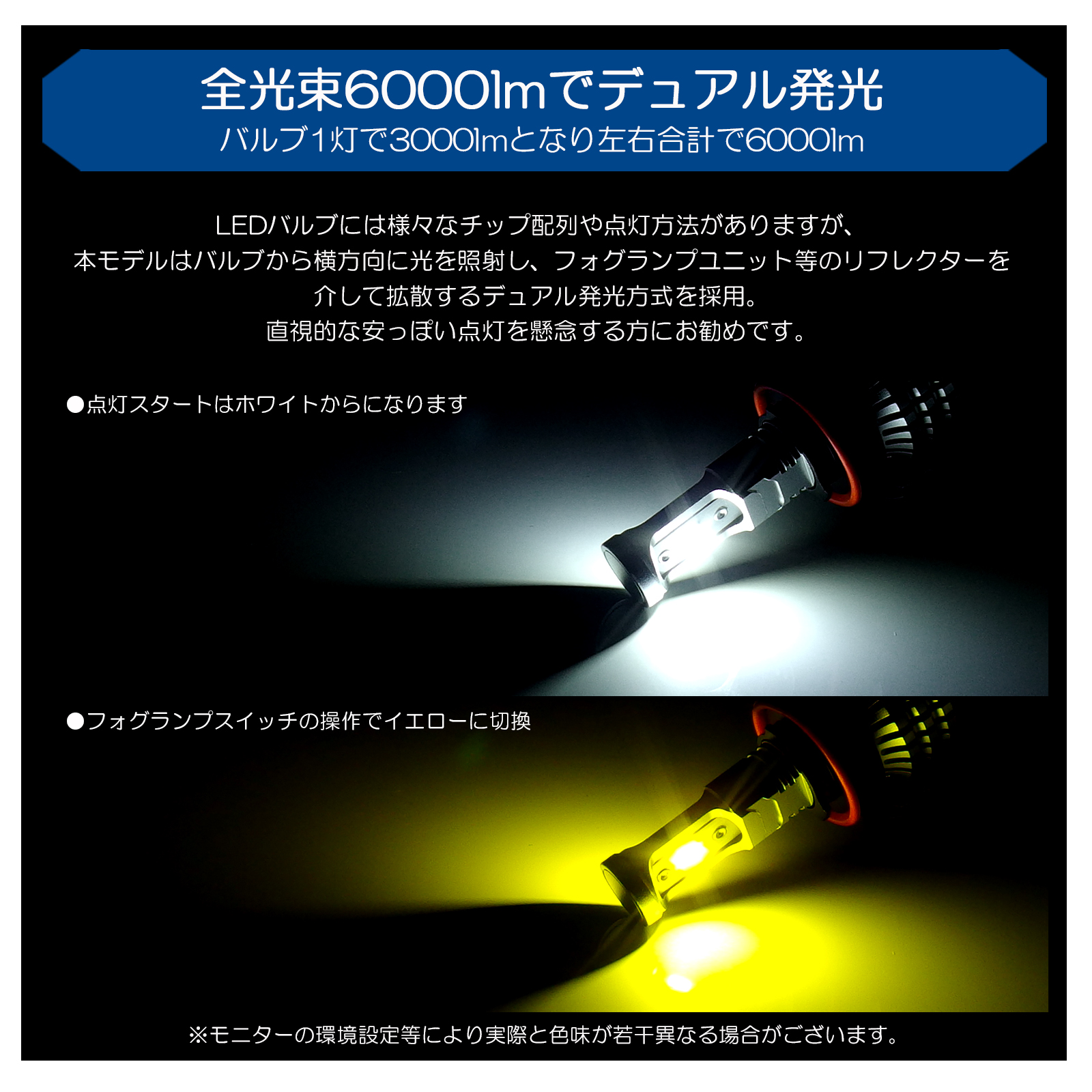 L650S/L660S ミラジーノ フォグランプ LED 2色切替 ホワイト/イエロー