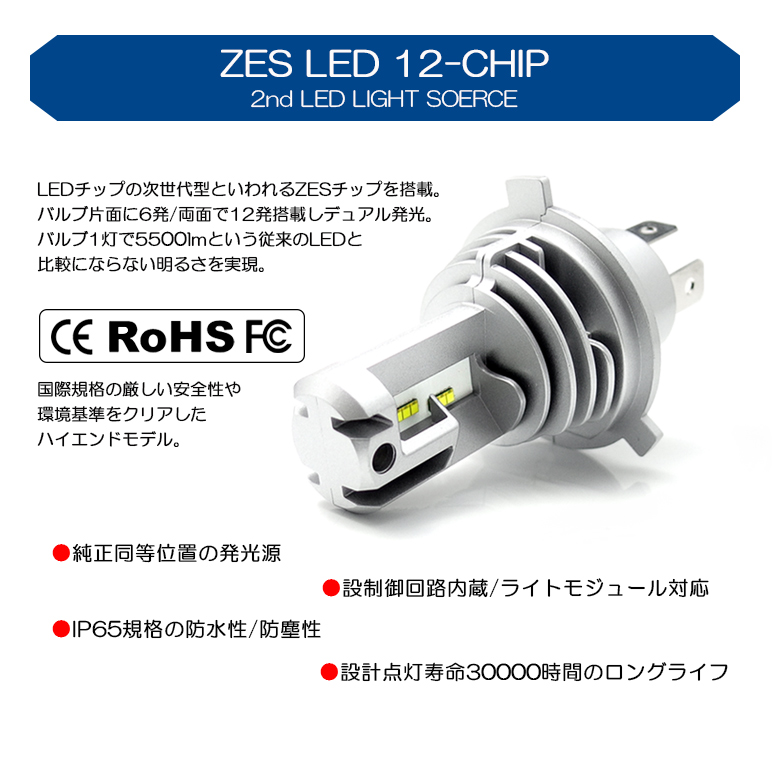H92W 前期/後期 オッティ LED ヘッドライト H4 Hi/Low 切換 55W ZES