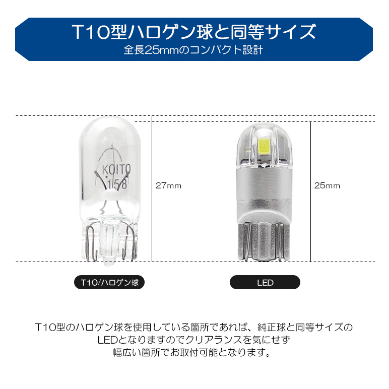 全方位チップ 超高輝度 高性能 高耐久 T10 LED 10 通販