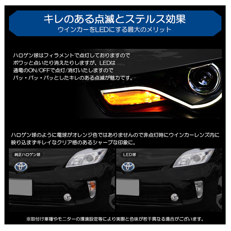 50系 前期/後期 プリウス LED フロントウインカー/リアウインカー T20