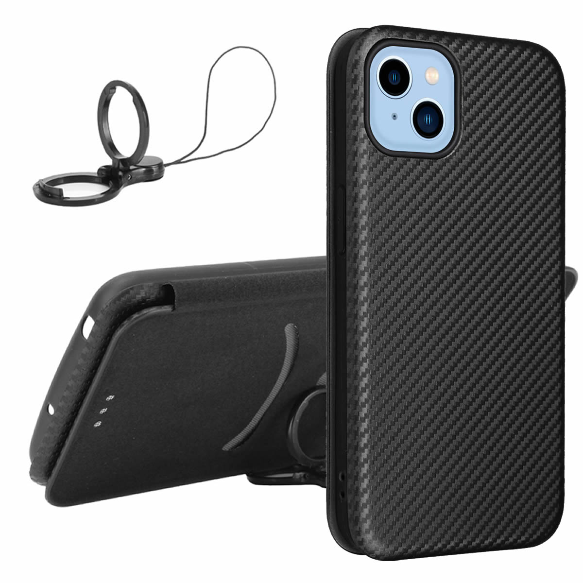 iPhone14 シリーズ 炭素繊維カバー ケース 手帳型 薄型 カーボン