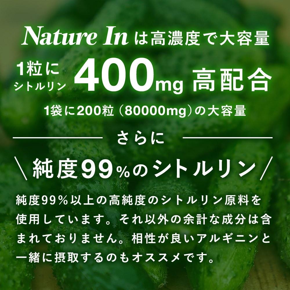 計10 ウコン2、ルテイン2、野草2、ミネラル2、Lシトルリン2 Nature In シトルリン サプリメント 高濃度 80000mg1粒400mg×200粒 大