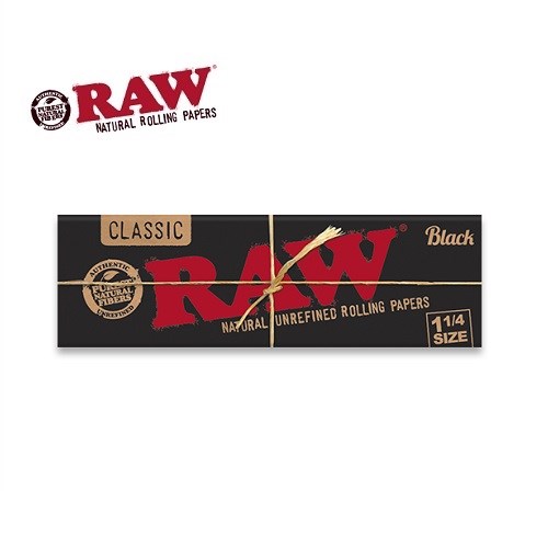 RAW CLASSIC BLACK 1 1/4 - ロウ クラシック ブラック ペーパー （極薄）  [タバコ用 巻紙 ジョイントペーパー]｜leepfrog-store