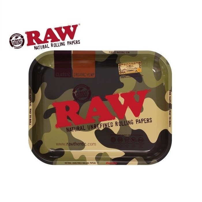 RAW Metal Rolling Tray Large CAMO - ロウ メタルローリングトレイ カモ（ラージ）345mm×275mm 手巻きタバコ｜leepfrog-store