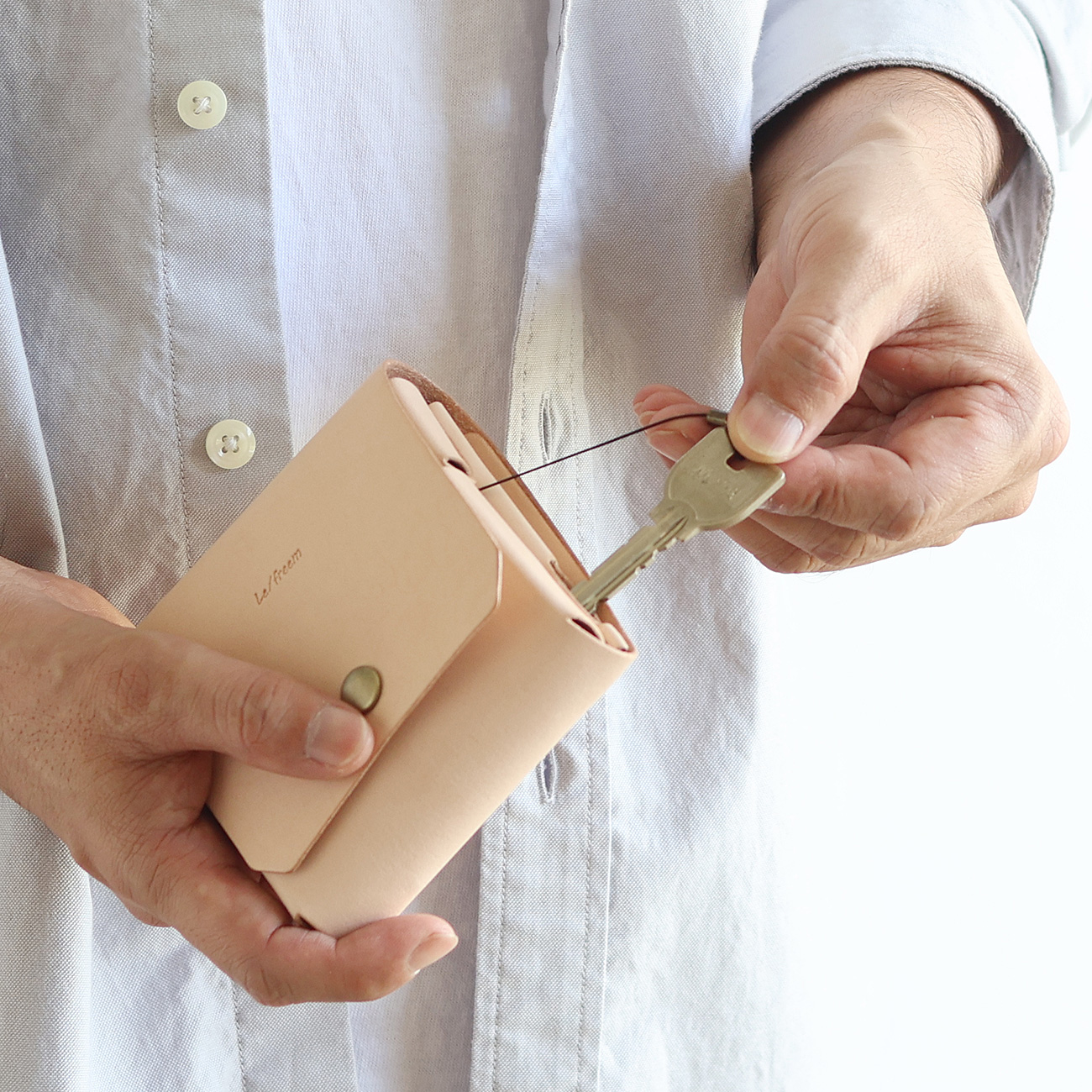 財布として使えるキーケース スマートキー対応 LF-027 ヌメ革ALL