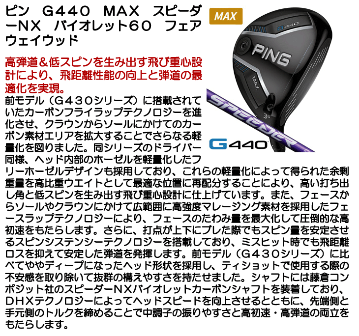 PING（ピン） PING G440 MAX フェアウェイウッド スピーダーNX